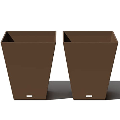 Veradek Pure Series Nobleton Planter - Tapered Square Outdoor Planter - color: Espresso, size: 22 inch - 2 Pack