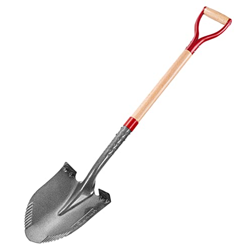 Sharp Sawtooth Blade Garden Shovel Round Digging Shovels Spade 43 in - style: Garden