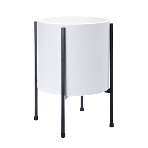 D'vine Dev Plastic Planter Pot with Metal Stand, White, 10 in, 55-D-A-2 - color: White, size: 10 Inch