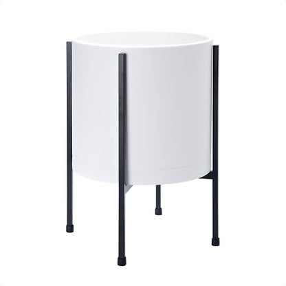 D'vine Dev Plastic Planter Pot with Metal Stand, White, 10 in, 55-D-A-2 - color: White, size: 10 Inch