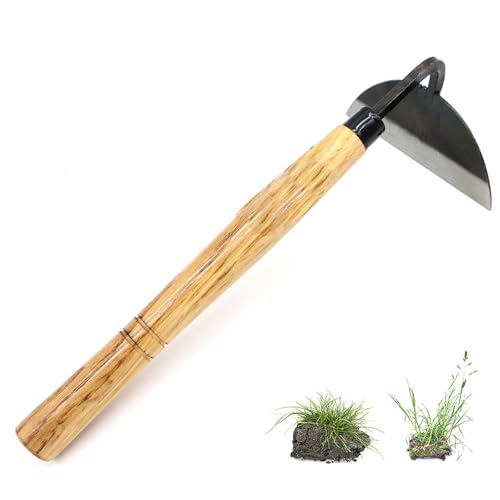 Kana Hoe 217 Japanese Garden Tool - Hand Hoe/Sickle is Perfect for Weeding and Cultivating. The Blade Edge is Very Sharp. (Beige-007)