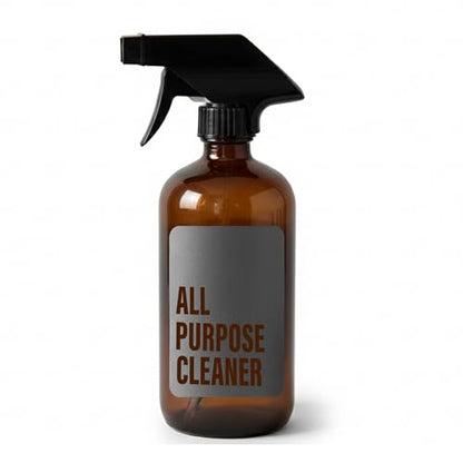 SAVVY & SORTED Amber Glass Spray Bottles for Cleaning, Refillable Amber Spray Bottle with Label, Glass Cleaning Bottles with Adjustable Nozzle, 17 Fl Oz / 500 ml