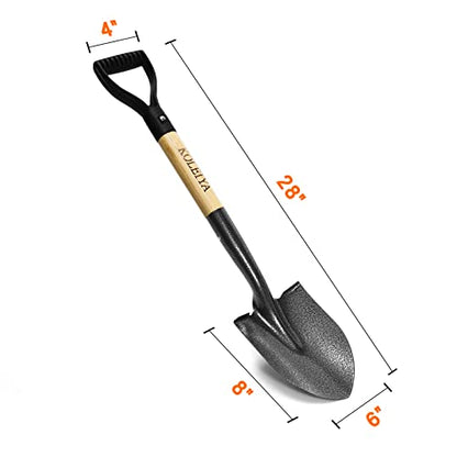 KOLEIYA Small Short Handle Shovel - 28 Inches Overall Length - Kids Metal Sand Shovel for Digging and Gardening - Metal + Wooden - color: Wood