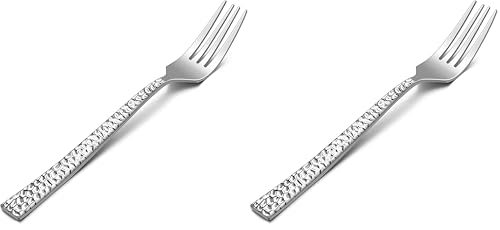 HaWare Hammered 12 Pieces Dinner Forks Set, Stainless Steel 7.9 Silverware for Home/Kitchen/Restaurant, Classic Elegant Design, Mirror Polished, Dishwasher Safe (Pack of 2) - size: 7.9 inches (Pack of 2)