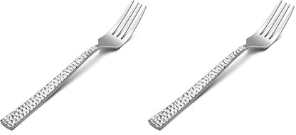 HaWare Hammered 12 Pieces Dinner Forks Set, Stainless Steel 7.9 Silverware for Home/Kitchen/Restaurant, Classic Elegant Design, Mirror Polished, Dishwasher Safe (Pack of 2) - size: 7.9 inches (Pack of 2)