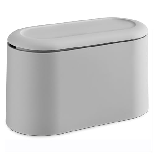 SUBEKYU Mini Trash Can with Lid,Small Desktop Trash Can,Light Grey 0.5 Gal - color: Light Grey 0.5 Gal with Lid