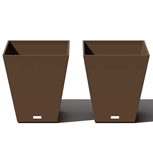 Veradek Pure Series Nobleton Planter - Tapered Square Outdoor Planter - color: Espresso, size: 18 inch - 2 Pack