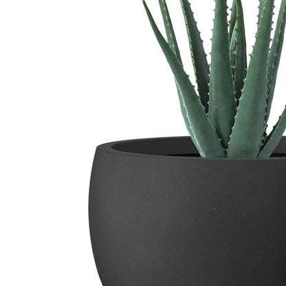 Kante Accent Round Bowl Black Concrete Planter 14" Dia, Outdoor - color: Black, size: 14"d