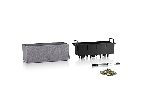 Lechuza BALCONERA Stone 50 Stone Grey, Self-Watering Window Box (Railing Planter), H7.5 L19.7 W7.5 in - color: Gray, style: 50