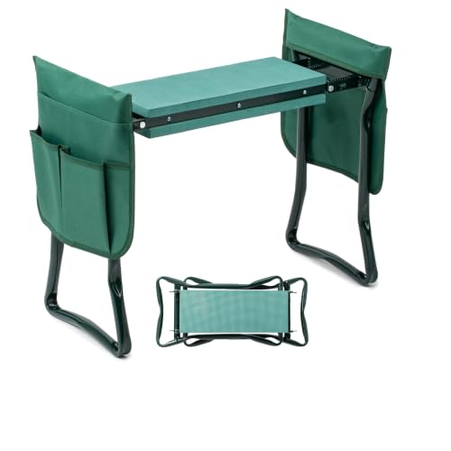 Garden Kneeler and Seat, Foldable Kneeling Stool with Thicker EVA Foam Pad, Heavy Duty Bench with Tool Pouch, Gifts for Outdoor Gardening, Fishing, Green, Arbor Day Gift