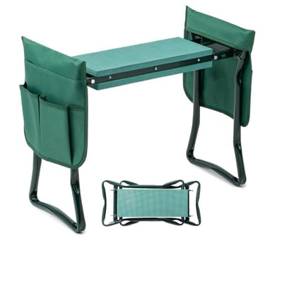 Garden Kneeler and Seat, Foldable Kneeling Stool with Thicker EVA Foam Pad, Heavy Duty Bench with Tool Pouch, Gifts for Outdoor Gardening, Fishing, Green, Arbor Day Gift