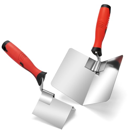 SHALL 2-Piece Drywall Corner Tool Set, 5'' Outside Corner Knife & 3-1/2'' Inside Corner Trowel, Stainless Steel External & Internal Sheetrock Hand Tool for Plastering and Edging, Home & Industrial Use