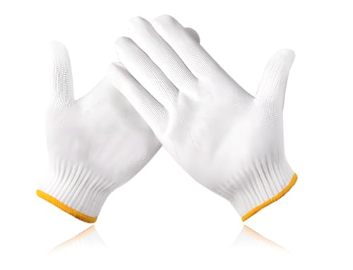 Unisex White Cotton Polyester Knitted Safety Work Gloves, 12/36/240 Pairs - color: A-white (36 Pairs) No Dots