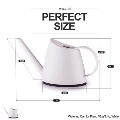 Small Indoor Plant Watering Can Long Spout 1.4L White - color: White