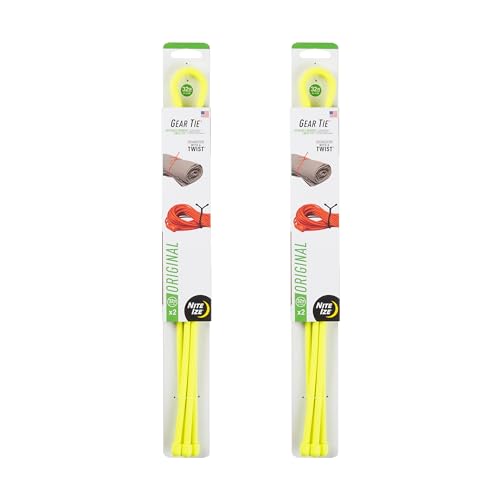 Nite Ize Gear Tie Reusable Rubber Twist Tie - Bendable Rubber Ties for Indoor & Outdoor Use - Reusable Multipurpose Twist Ties for Organizing & More - 32", Neon Yellow (2 Pack)