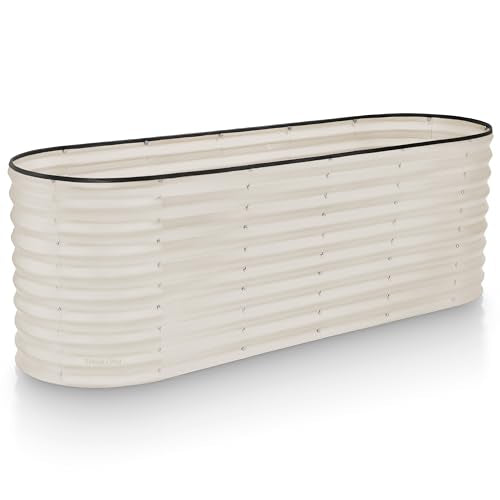 Plant & Plot Galvanized Raised Garden Beds Outdoor // 6×2×2 ft Planter Raised Beds for Gardening, Vegetables, Flowers // Large Metal Garden Box (White) // Patented Tool-Free Design - color: White, size: 6×2×2 ft