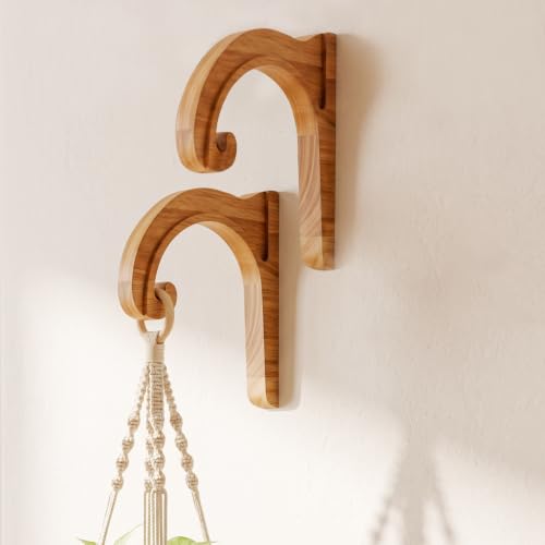 Wooden Wall Plant Hanger Bracket, Arch Hook for Hanging Planters, 2 Pack