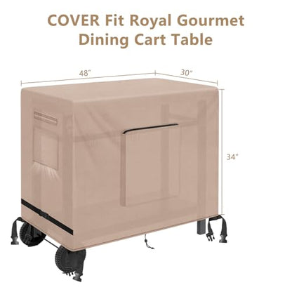 Kovshuiwe Outdoor Dining Cart Cover - Compatible with 40 inch Utility Cart - color: Khaki, size: 48"L x 30"W x 34"H