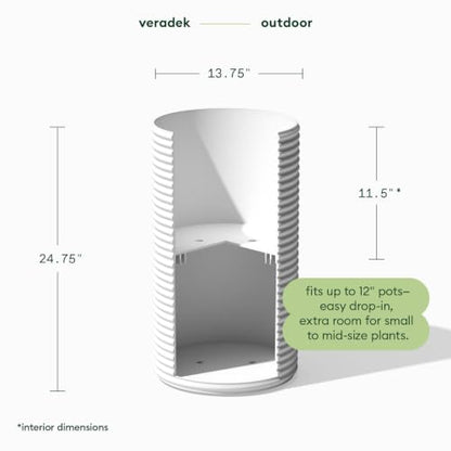 Veradek Mod Series Tall Planter - Tall Outdoor Planter with Shelf - color: White, size: 25 inch