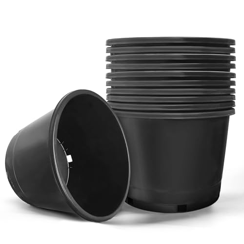 HOSTIC 10 Gallon Flexible Nursery Pots Gallon Pot with Drainage Holes Plastic Plant Container Suitable for Indoor Outdoor Vegetables Flowers Plants 10 PCS - size: Standard 10 Gallon