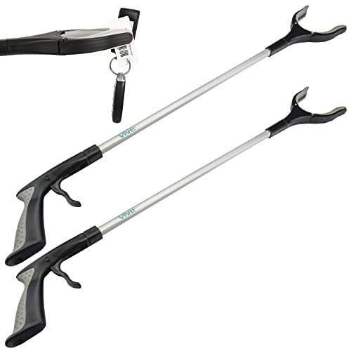 Vive Reacher Grabber Tool - 32" Extra Long Pickup Aid (2 Pack) - Trash Picker Upper, Rotating Hand, Heavy Duty Grip Arm - Reaching Assist for Litter, Elderly, Garden Nabber, Disabled, Handicap Arm - size: 32 Inch (Pack of 2)