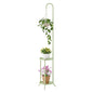 2-Tier Metal Plant Stand with Hanging Hook,Green - color: Green