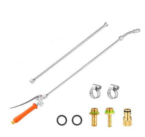 44 Inch Spray Wand, Brass 1/4" & 3/8" Barb Match Sprayer Wand Hoses, Adjustable Nozzle Stainless Steel Garden Hose Wand Sprayer Suitable for 3/4" Hose Quick Connectors - color: Orange, size: 44 inches