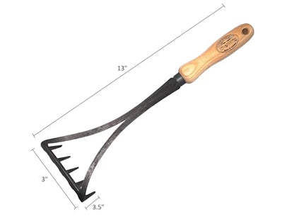 DeWit Bio Rake Cultivator – Garden Hand Tool with Hardened Boron Steel Tines & Ash Hardwood Handle