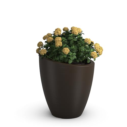 Mayne Modesto 30" Round Weatherproof Modern Plastic Planter in Espresso - color: Espresso, size: 30 Inch