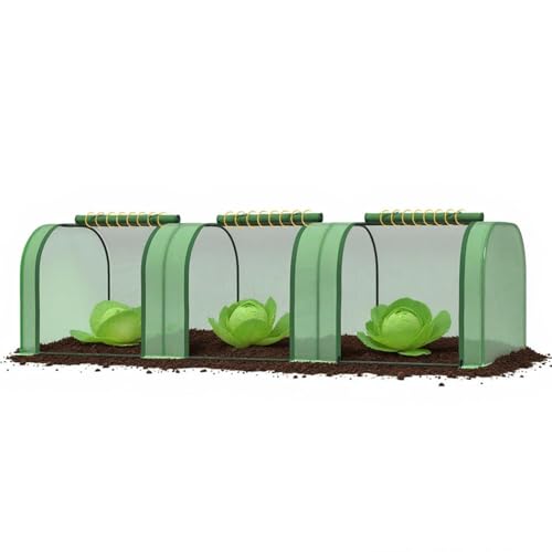 Mini Greenhouse 10' x 3' x 2.5', Green House with Roll-Up Zipper Door, Heavy Duty PE Cover, Sturdy Steel Frame, Waterproof Portable Garden Plant Tent for Indoor Outdoor, Balcony, Patio & Seedlings