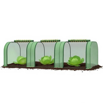 Mini Greenhouse 10' x 3' x 2.5', Green House with Roll-Up Zipper Door, Heavy Duty PE Cover, Sturdy Steel Frame, Waterproof Portable Garden Plant Tent for Indoor Outdoor, Balcony, Patio & Seedlings
