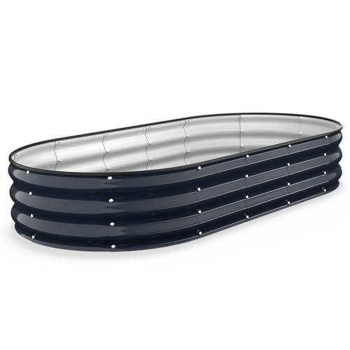 Kesfitt Raised Garden Bed, 6x3x1 FT Galvanized Steel Metal Raised Garden Bed, Oval Open-Bottom Design, 12-Inch Deep for Outdoor Vegetable & Herb Gardening, Midnight Blue - color: Midnight Blue, size: 6x3x1FT