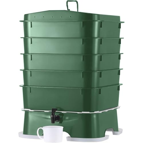 ® Plus US Made 5 – Tray Worm Composter -Forest Green,Sustainable Design for Both Indoor & Outdoor, Worm Compost Bin for Vermicomposting Starter, Recycling Food Wastes - color: forest green