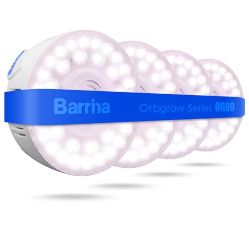 Barrina Orbgrow OG09 Puck Grow Light, 36W(4 x 9W), Pinkish White, 4 Packs - color: Pinkish White-White Cover, size: 4 Packs without Timer