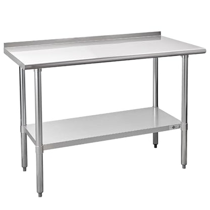 Profeeshaw Stainless Steel Prep Table 24''x48'' Workbench with Backsplash - color: With Backsplash, size: 24''x48''