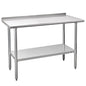 Profeeshaw Stainless Steel Prep Table 24''x48'' Workbench with Backsplash - color: With Backsplash, size: 24''x48''