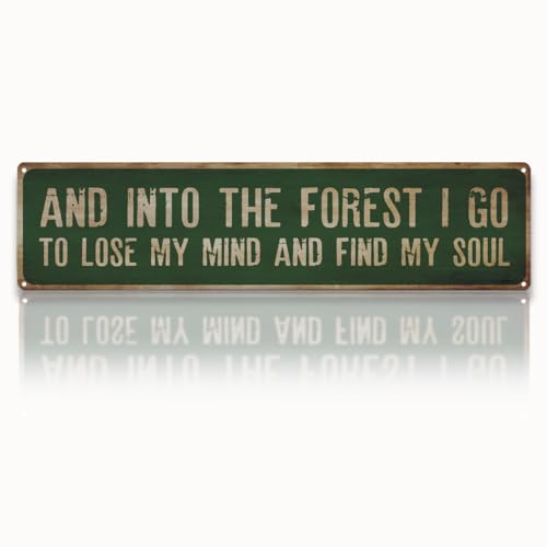 Garden Metal Tin Sign, Rustic Farmhouse Decor, And Into the Forest I Go Sign, Garden Wall Art for Yard Fence Door Porch, Nature Indoor Outdoor Decoration, 15.7 x 3.9 Inches - color: Garden 23