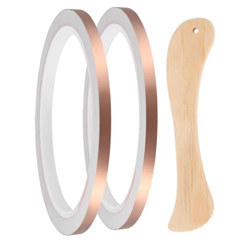2pcs Copper Foil Tape 0.2" x33FT Single Conductive Adhesive Tape - size: 0.2 Inch x 33 FT
