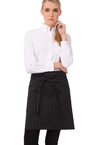 Chef Works Unisex Half Bistro Server Apron - color: Black/White, 1 Pack