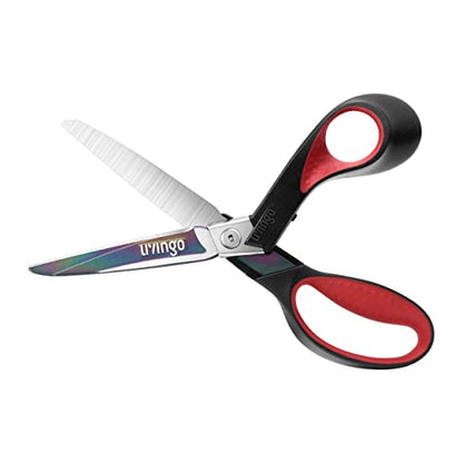 LIVINGO 9" Heavy Duty Titanium Coated Stainless Steel Scissors, (Red/Black) - color: Red