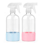 Glass Spray Bottles - 2 Pack 16 oz Clear Spray Bottles with Silicone Sleeve - color: Blue&Pink