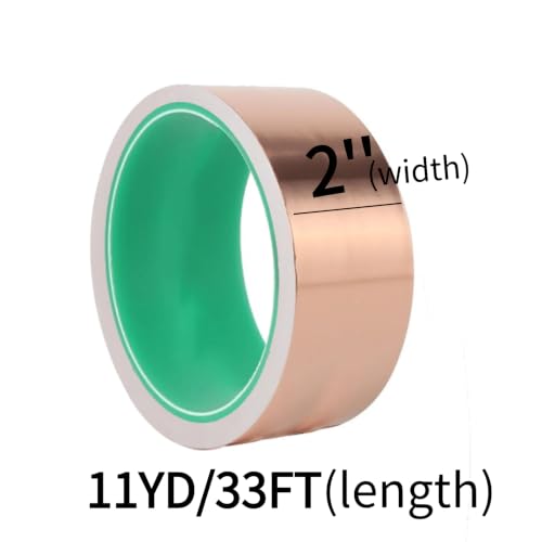 Double-Sided Conductive Copper Foil Tape 2" x 33Ft, 2 Mil，1-Pack - size: 1.97 Inch*2mil*32.8 FT