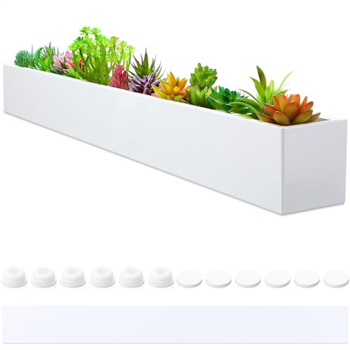 FillTouch 32 x 3.5 x 3.5 Inch 1 Pcs Long Rectangular Planter Box,White - color: White, size: 32 x 3.5 x 3.5 Inch