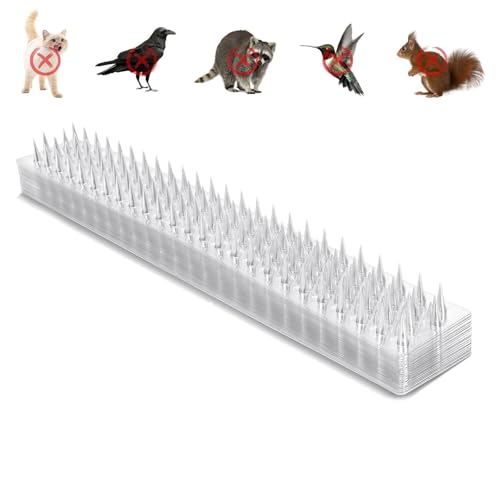 Zipcase 49.5 ft Transparent PVC Bird Spikes, Dual-Length Spikes, 36 Pack