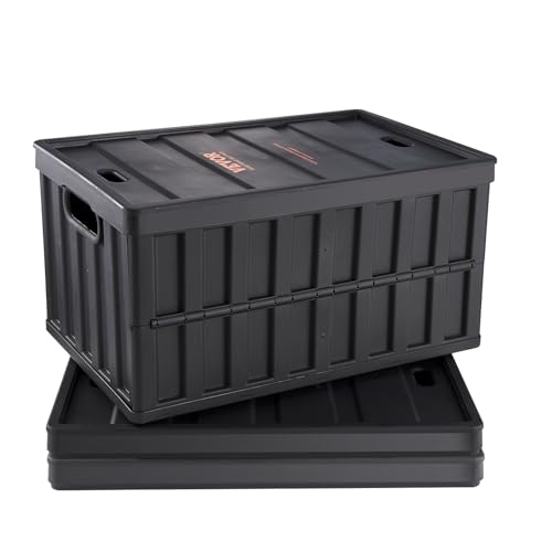 VEVOR 65L Collapsible Storage Bins with Lids 3 Packs, Stackable Crates