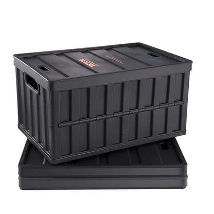 VEVOR 65L Collapsible Storage Bins with Lids 3 Packs, Stackable Crates