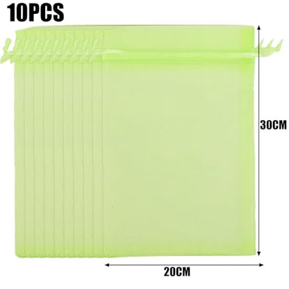 10Pcs/Set Fruit Protection Bags, Green Netting Cover Bags Drawstring Mesh Fruit Protectors Pest Barrier for Grapes Trees Veggies (Large, 20x30cm) - color: Medium