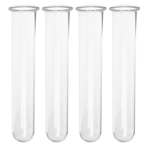 GARVALON Hydroponic Test Tube Vase Set of 4 Clear Glass Propagation Tubes 6 Inch Plant Vases for Home Office Garden Decoration and Small Terrarium Display