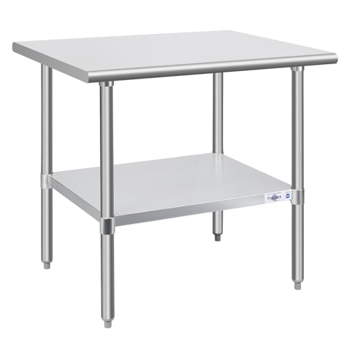 Profeeshaw Stainless Steel Prep Table 30''x36'' NSF Commercial Workbench - color: No Backsplash, size: 30''x36''