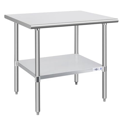 Profeeshaw Stainless Steel Prep Table 30''x36'' NSF Commercial Workbench - color: No Backsplash, size: 30''x36''